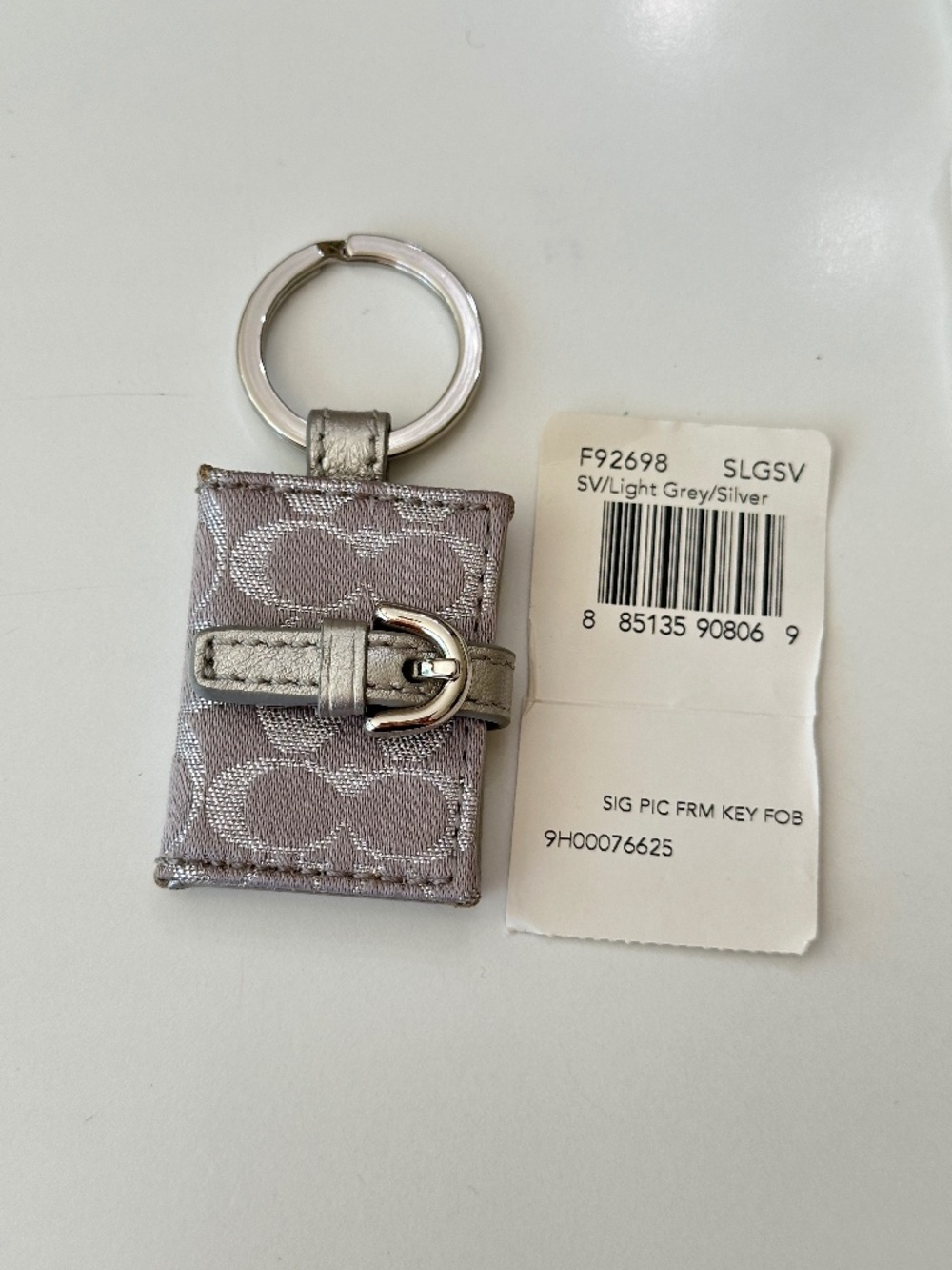 Coach Vintage Y2K Gray Silver Signature C Picture Photo Frame Keychain Bag Charm